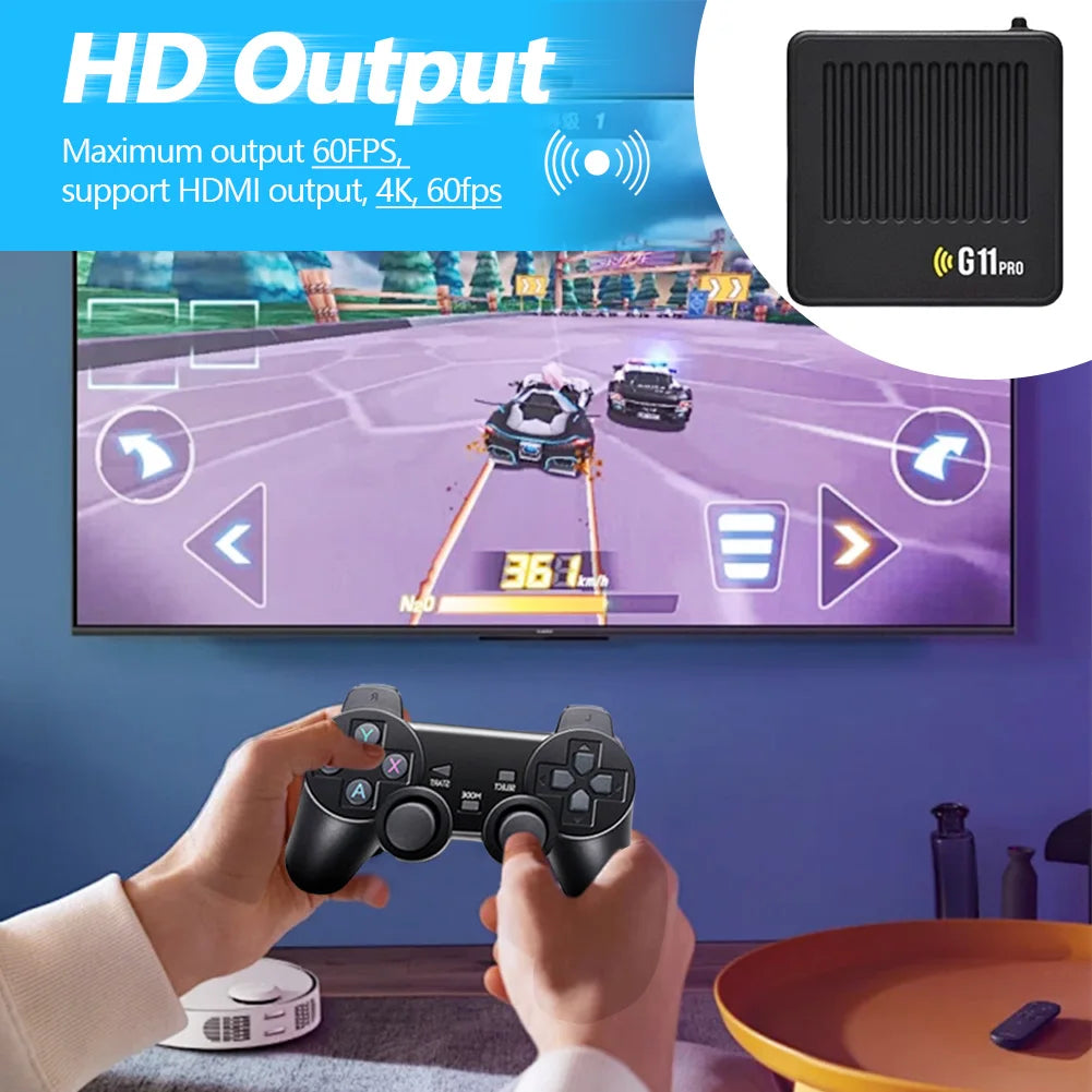 G11 Pro Video Game Box Built in 10000+ Retro Games Ultra Low Latency 4K HDMI-Compatible Output with 2.4G Wireless Dual Gamepad