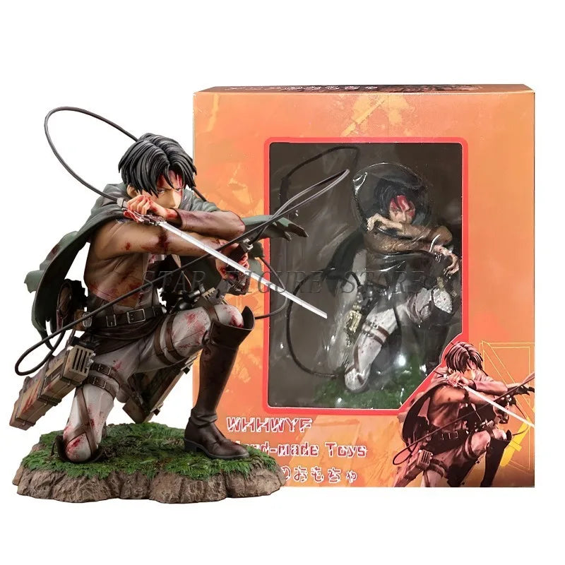 Attack On Titan Action Figure Levi Ackerman Figurine 18cm Collection Shingeki no Kyojin Statue Battle Damage Rivaille Model Toys