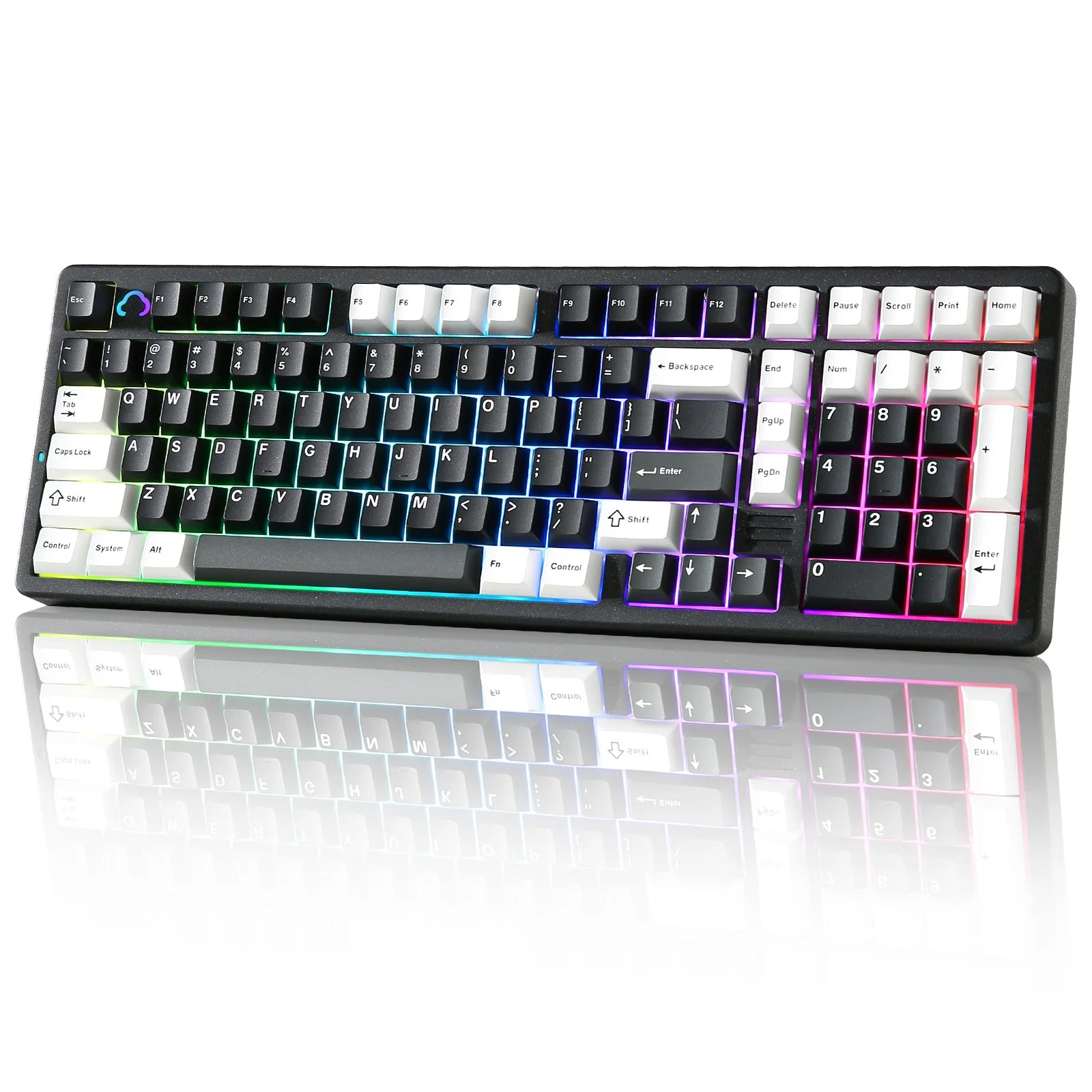 YUNZII AL98 Black Aluminum Mechanical Gaming Keyboard, QMK/VIA Wireless Custom RGB Keyboard, BT/2.4G/USB Gasket Win/Mac Keyboard