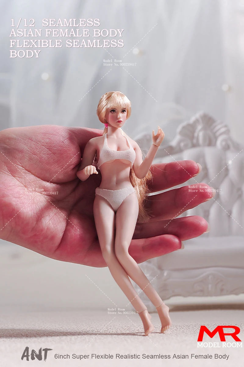 ANT T305 1/12 Female Flexible Seamless Body 6'' Pale Suntan Female Soldier Acton Figure Body Doll for 1:12 Head Sculpts
