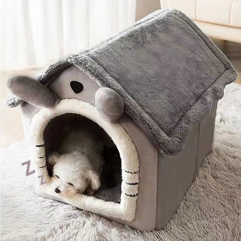 Weiches Haustierzelthaus für den Innenbereich, Hundehütte, Katzenbett mit abnehmbarer Unterlage, warm, für kleine, mittelgroße und große Haustiere