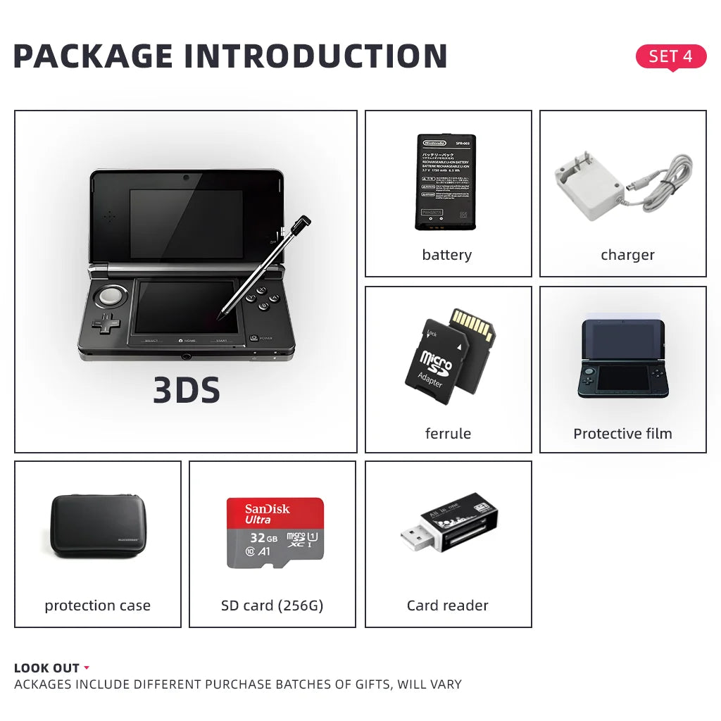 Original second-hand 3DS 3DSXL 3DSLL handheld game console free games nitendo 3ds new3ds xl 32GB/64gb/128gb red