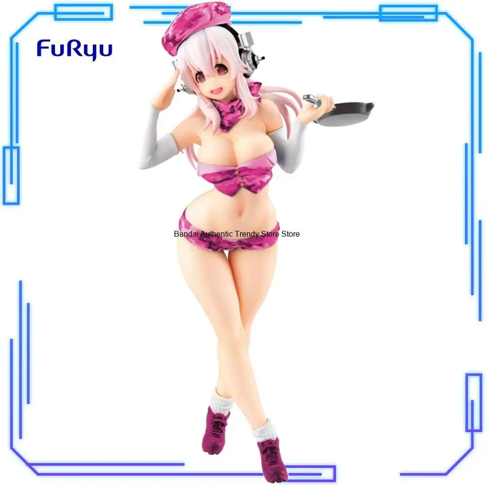 In Stock FuRyu Original Genuine Special Figure Super Sonico Military Nomal Color 18cm Sexy Collections Model Toy Figures Gift