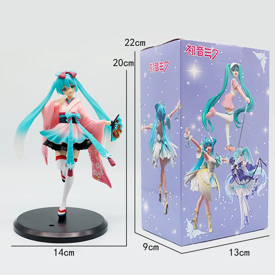 20cm Hatsune Miku Anime Action Figural New Tokyo Kimono PVC Decor Anime Action Figure Model Toy Doll Collectibles Christmas Gift