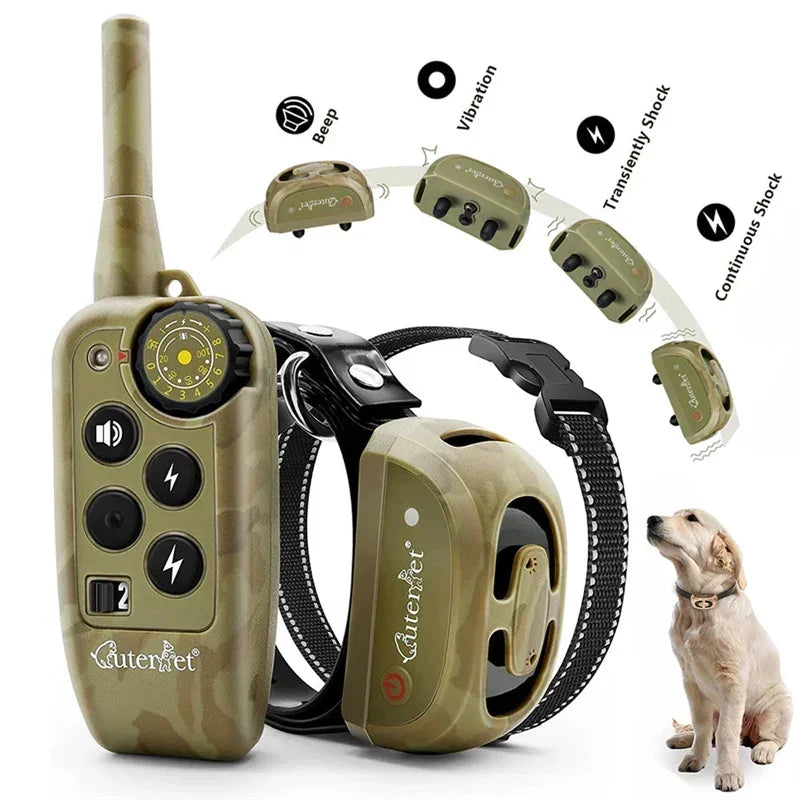 Hundeerziehungshalsband mit Bellstopper, elektronischer Fernbedienung, 600 m wasserdicht, wiederaufladbar, Hundeabwehr- und Trainingshalsband