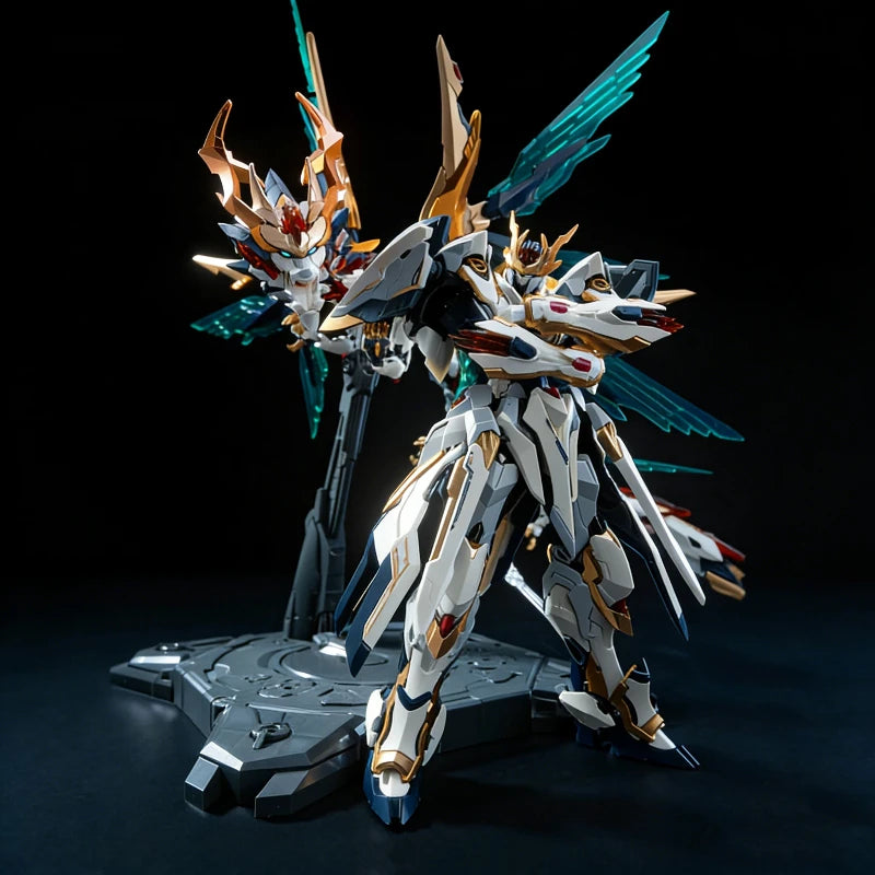 Emperor Huang 1/100 Alloy Skeleton Mecha Model Kit Assembly Toy Action Figures With Celestial Dragon Desktop Ornament Boy Gift