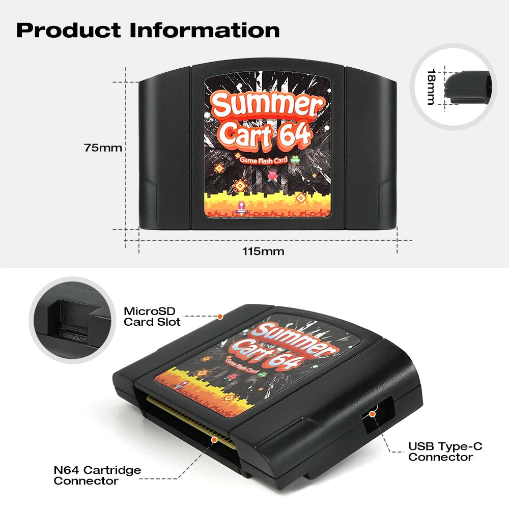 SummerCart64 Game Card For Nintendo 64 Game Cartridge For ED 64 Nintendo N64 Console