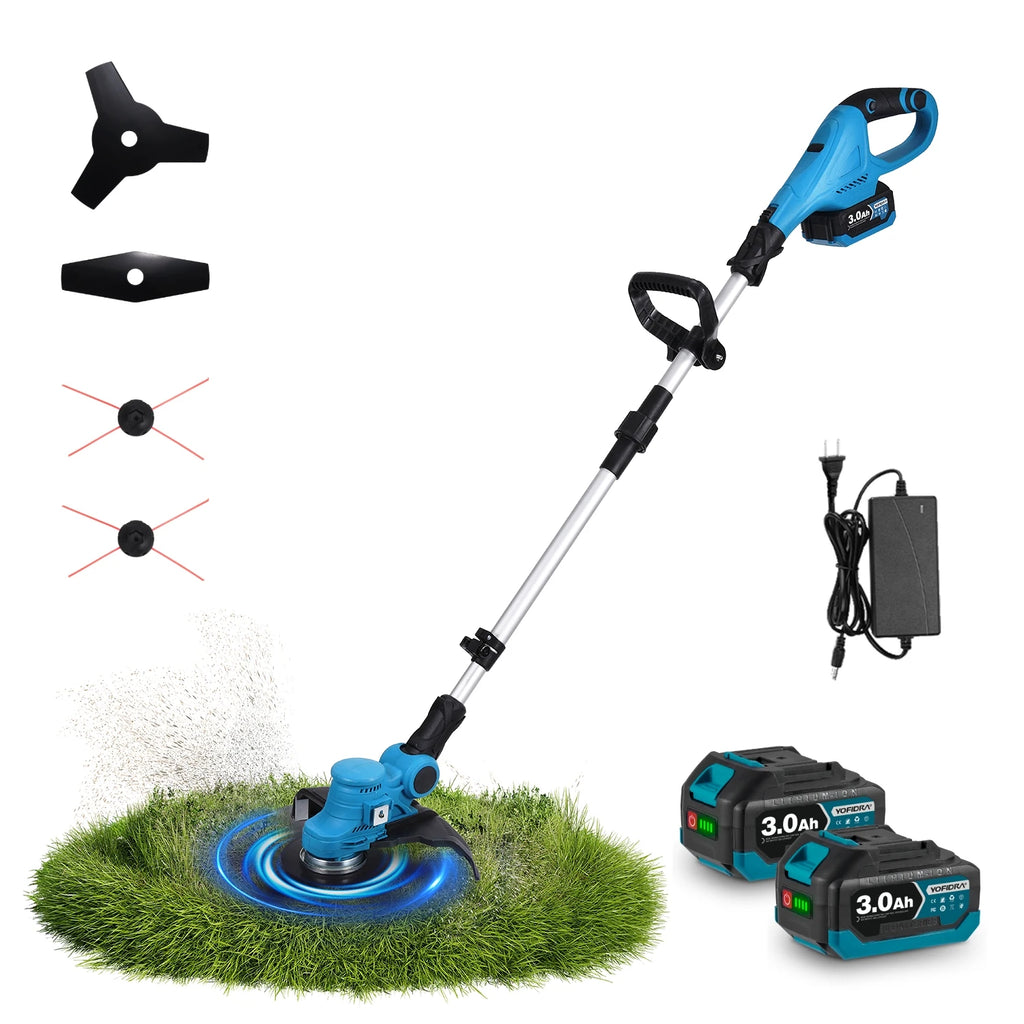 YOFIDRA 3-IN-1 Elektrischer Rasenmäher 12000 U/min Akku-Garten-Rasentrimmer Schneiden Jäten Elektrowerkzeuge für Makita 18V Batteriestift
