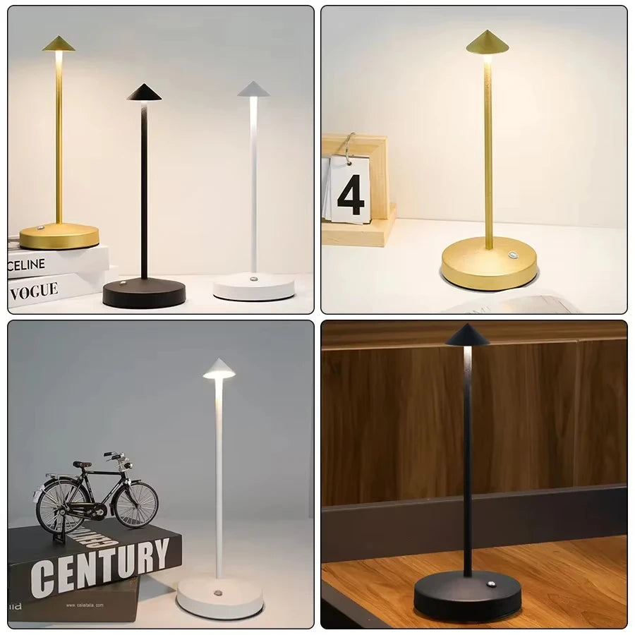 LED Mushroom Spike Table Lamp Touch Tri-Color Dimmable Desktop Decor Lamp Rechargeable Table Lamp Bar Hotel Atmosphere Lighting