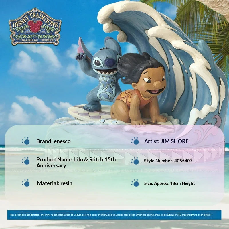 Disney Traditions Jim Shore Lilo And Stitch 15th Anniversary Surfing Collectible Figurine Desktop Ornament Gift For Women
