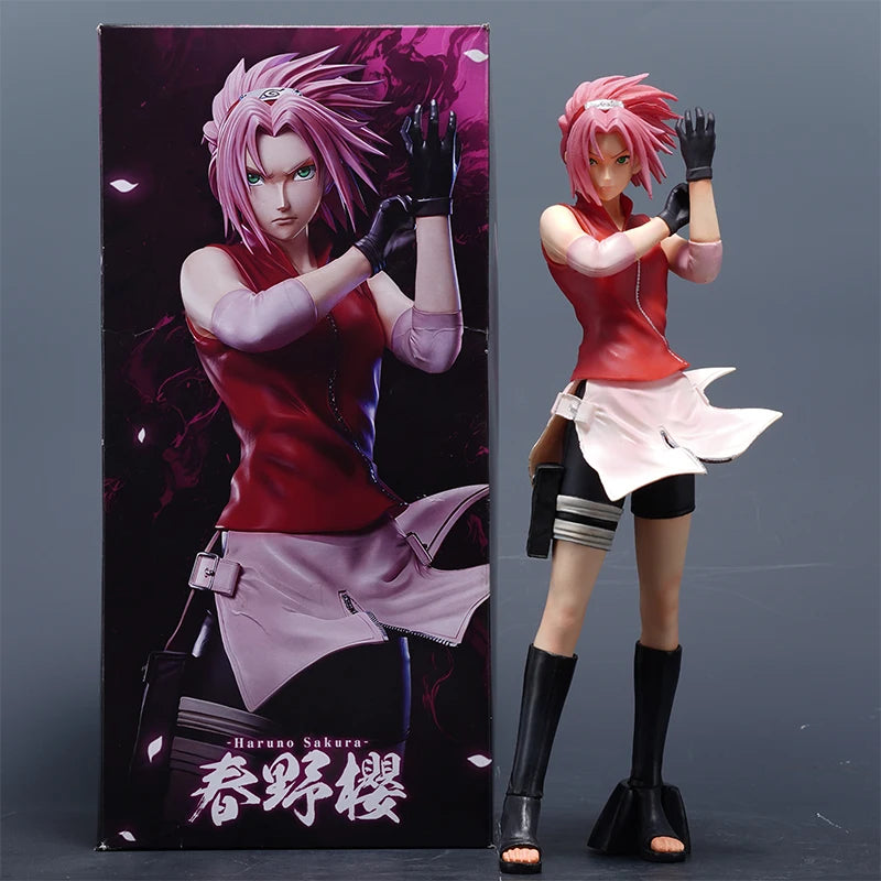 Gk 28cm Haruno Sakura Door God Series Ninja Action Figure Standing Statue Model Ornament Pvc Dolls Kids Collectible Toys Gifts