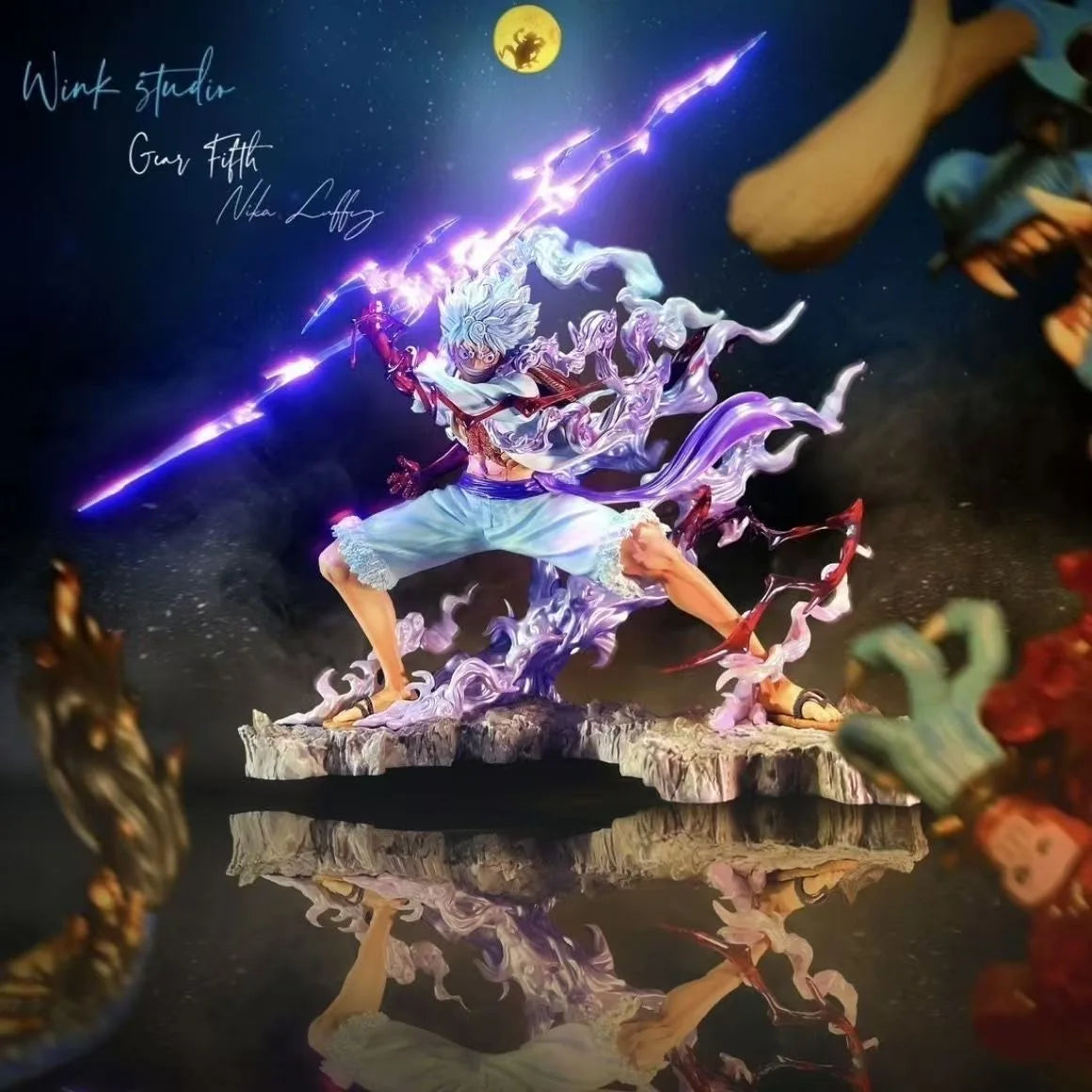 One Piece Wink Studio Small Thunderbolt Nikalufei 12CM Statue Model Handmade Ornament