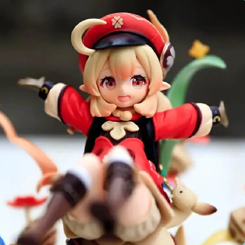 Genshin Impact Klee 18cm Anime Action Figure Game Desktop Decoration Chassis Trendy Kawaii Girl Model Kit Collectible Toys Gifts