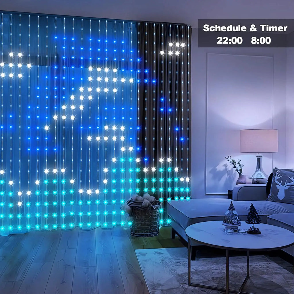 LED Decoration RGB curtain Smart Lights App Controlled String Fairy Lights DIY Pattern and Text Programmable Music Sync Reote