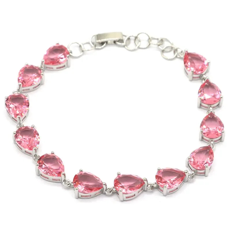 12.5g 925 Solid Sterling Silver Bracelet Customized Blue Aquamarine Real Emerald Ruby Morganite Citrine Peridot 7.5-8in