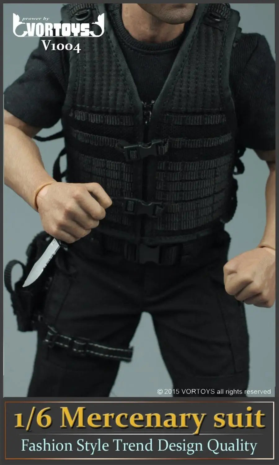 VORTOYS V1004 1/6 Scale Male Solider Mercenary Black Stealth Suit Clothes Model Accessories for 12 Inches Action Figures Bodies