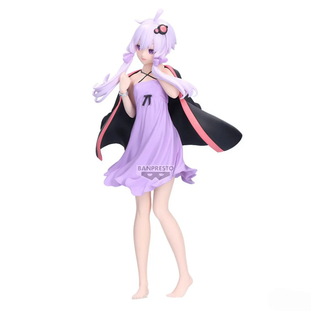 Original BANDAI Banpresto VOCALOID Yuzuki Yukari Purple Dress PVC Anime Figures Action Figure Model Toys Christmas Gifts