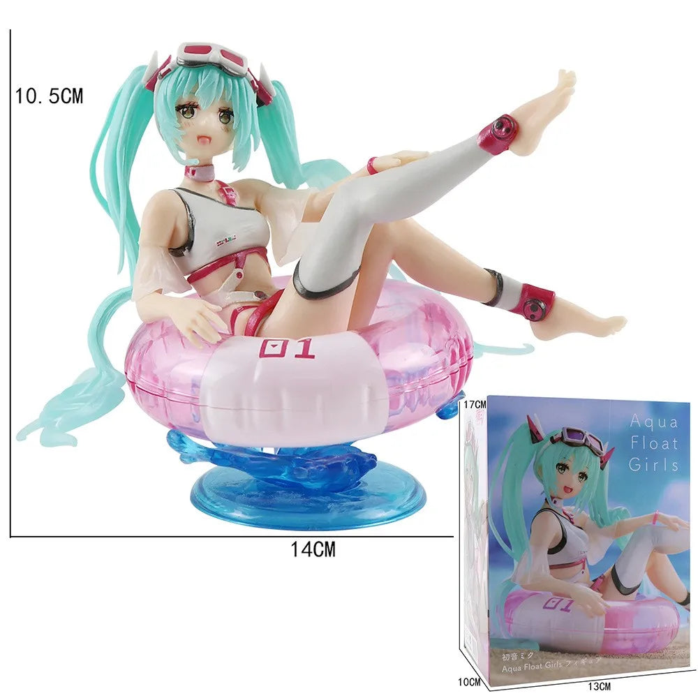 Neue Anime Hatsune Miku Actionfiguren Sommer Bikini Schwimmring süßes Mädchen PVC Actionfiguren Modell Sammeln Desktop Dekor Spielzeug