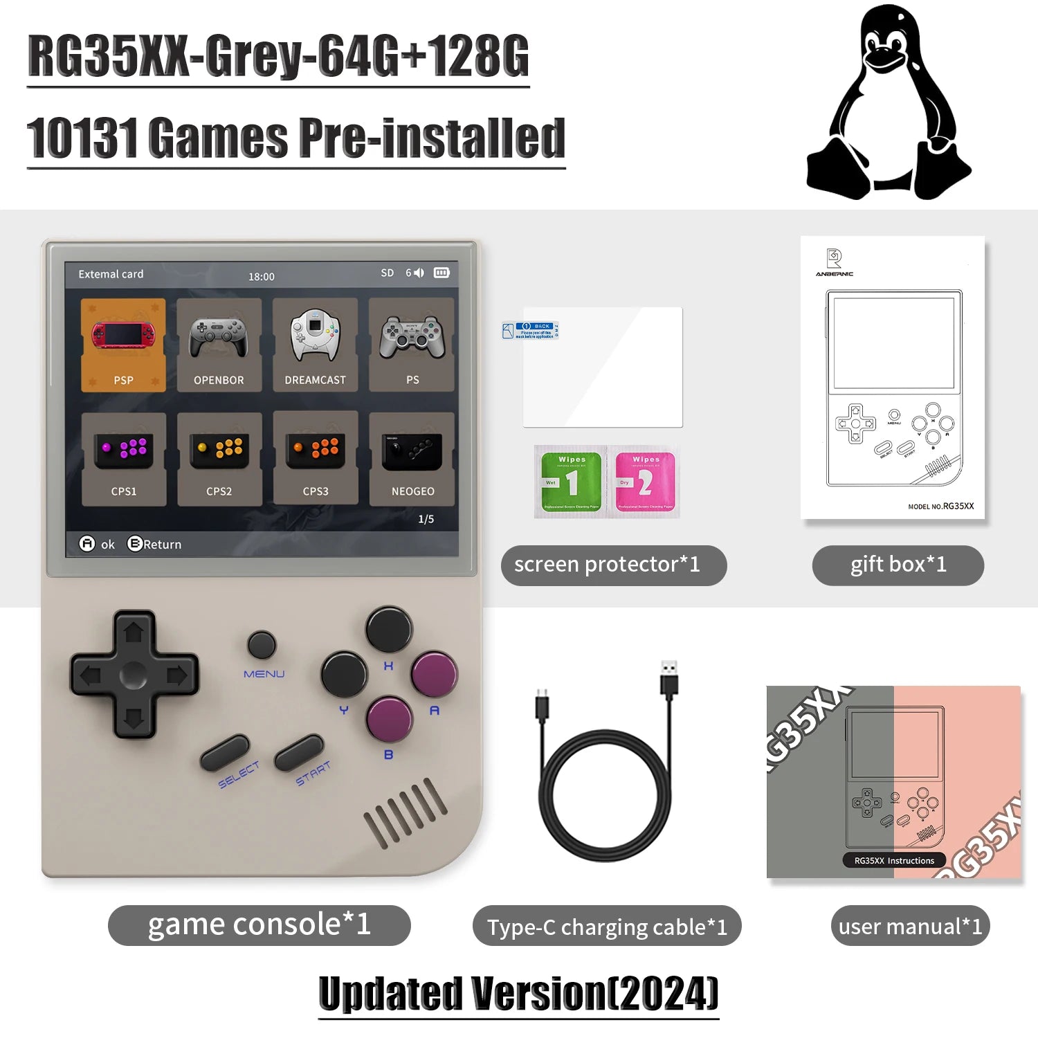 ANBERNIC RG35XX RG35XX PLUS Retro Handheld Game PlayerBuilt-in 64G TF 5000+ Classic Games Support-HDMI TV Portable Game Player