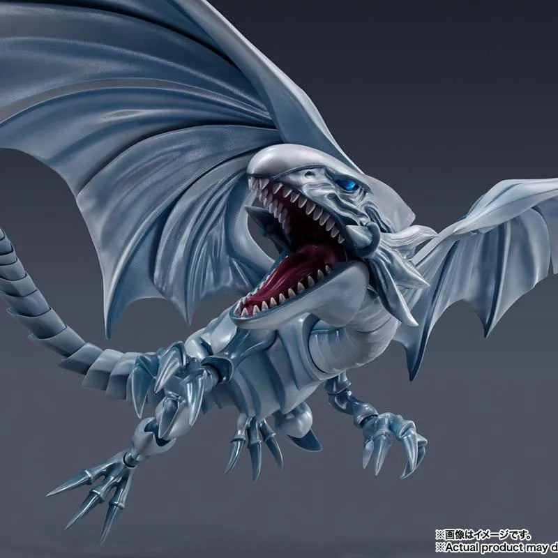 Bandai Authentic Yu Gi Oh Anime Figure SHM Blue-Eyes White Dragon High Poseability Collectibles Action Figures Toys For Boy Gift