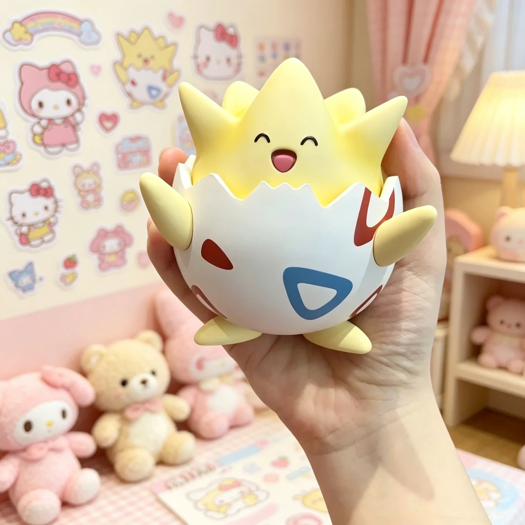 Pokemon Kawaii Happy Togepi Anime Figure Car&Desk Decor Cute 3D Model Doll Boys and Girls Lovely Gift Novelty Collectible