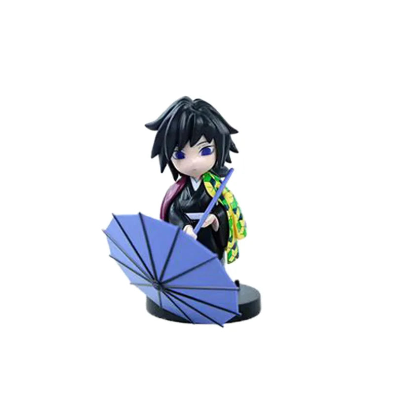 6pcs Q Version Demon Slayer Sitting Ghost Doll Tanjiro Nidouzi Inosuke Zenizu Toy Figural PVC Model Gift