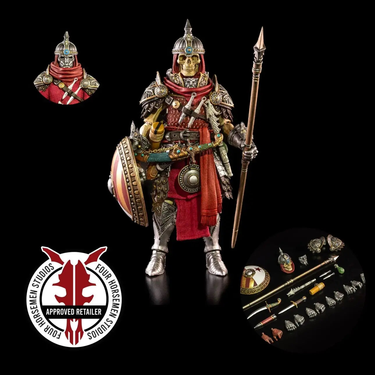 Four Horsemen Studios Mythic Legions Undead Skeleton Spearman Warrior Action Figure With Replaceable Accessories For Collectors
