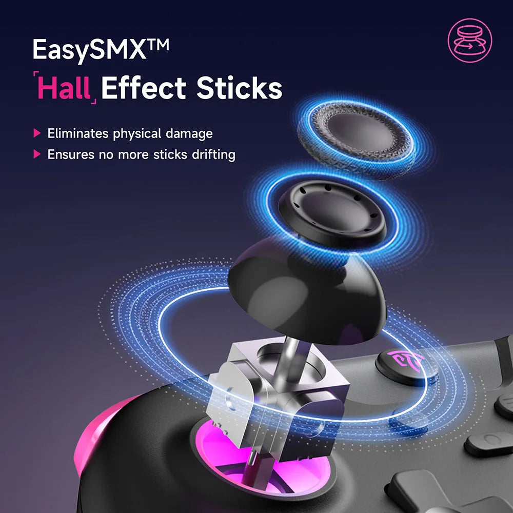 EasySMX X05 Wireless Gamepad Bluetooth Gaming Controller Compatible with PC/Phone/Switch/ Steam Gamer, RGB Light, Hall Effect
