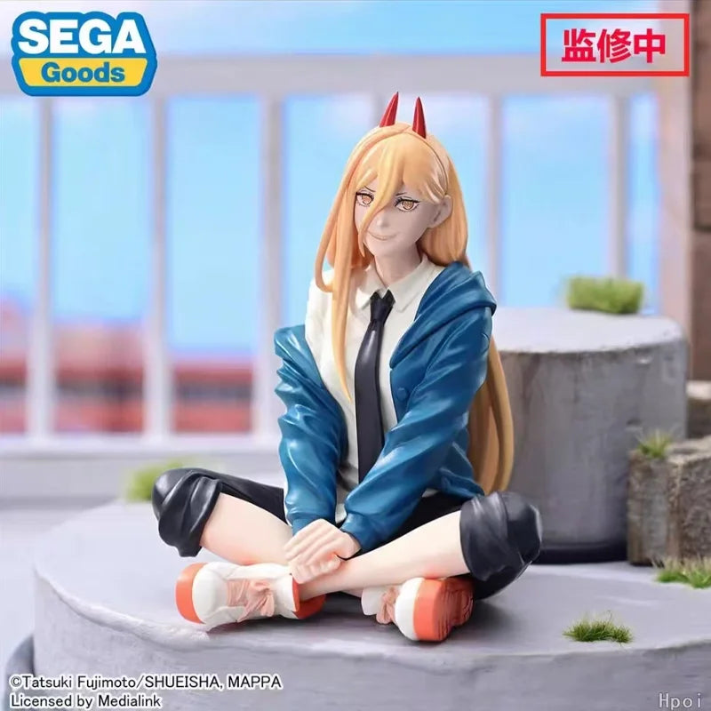 in stock Genuine SEGA PM Chainsaw Man Denji and Power sitting posture PVC about 15cm Anime Figure Model  Collector Figurine Toy