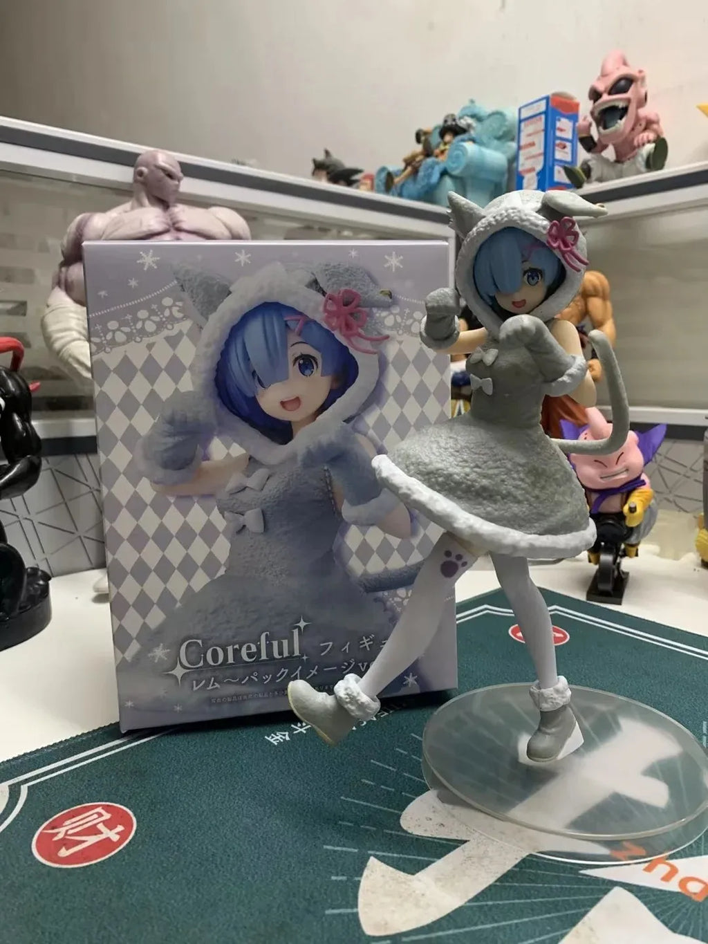 Anime Figure Rem Ram Emilya Cuter Case Model Q Version Collectible Static PVC Model from Zero Begining in Another World Life