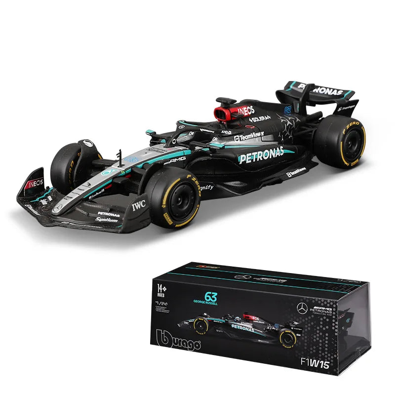 Bburago Alloy Car Model For Collector 1:24 Mercedes-Benz F1 Formula Cars W15 Simulation Alloy Car Model Male