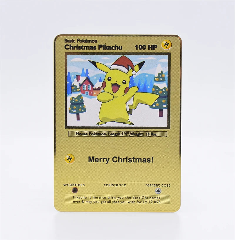 Metal Pokemon Cards Letters Golden Charizard Eevee Shiny Iron Pokémon Vmax EX Letters Game Pikachu Christmas Birthday Kids Toys