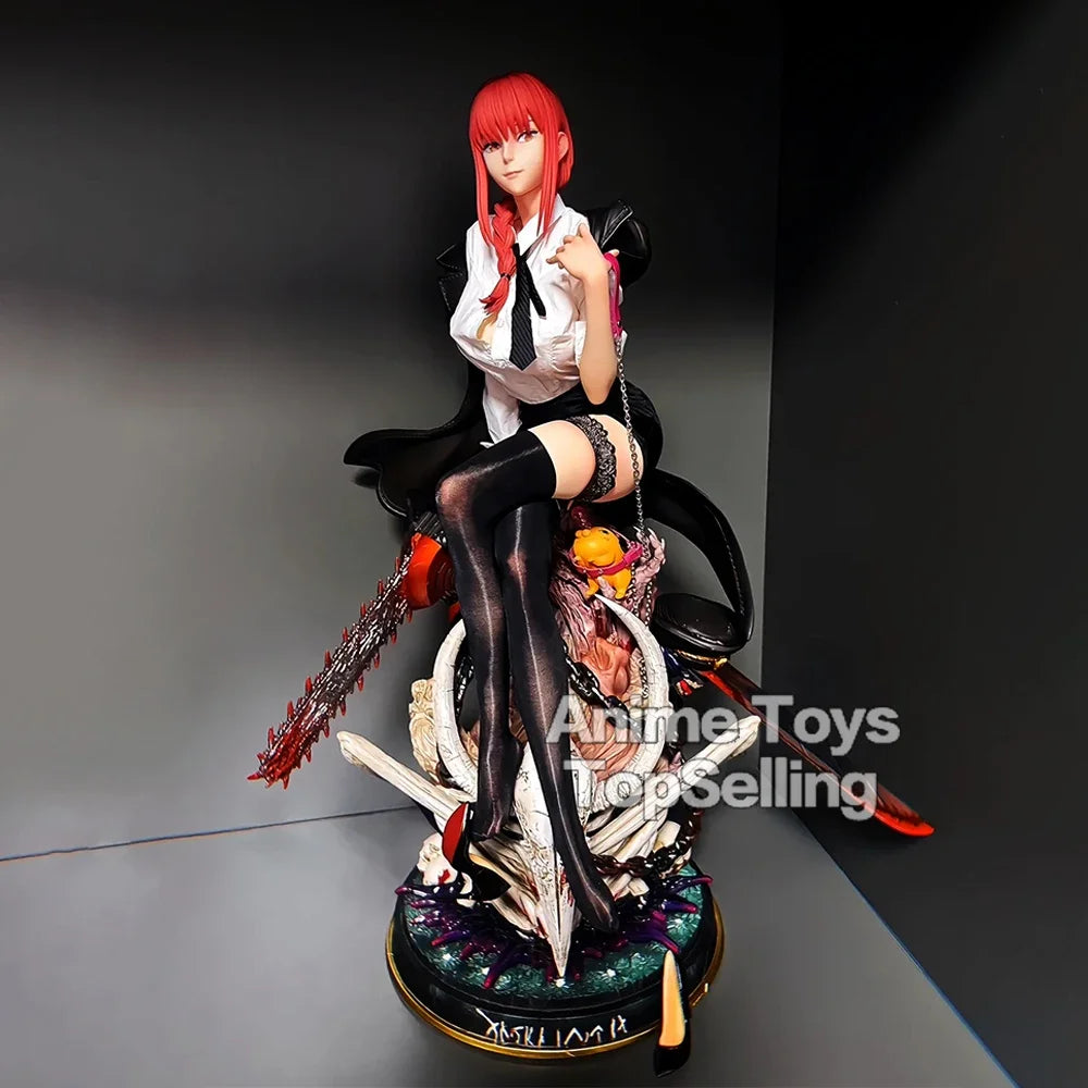 46cm/18.11in Anime Chainsaw Man Figure Makima Action Figures Pvc Statue Desktop Ornamen Collection Model Toys Gifts