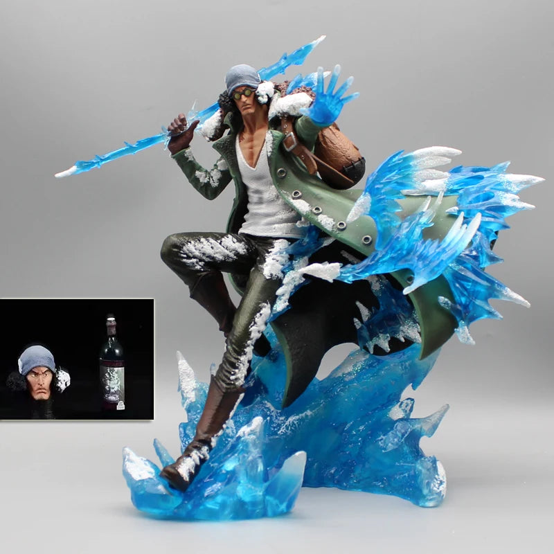 One Piece Aokiji Kuzan Аниме Фигурки 2 Глави 30см Gk Фигурка Pvc LED Светещ Модел Статуя Колекция Декорация Играчка Коледен Подарък