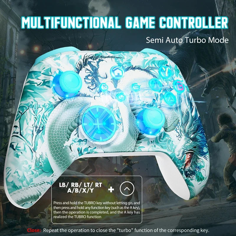 Controller for XBox One/Series S/X/PC Console Wireless Dual Vibration Game Joystick W/ RGB Hall Effect 6-Axis Gyro FUNC Gamepad