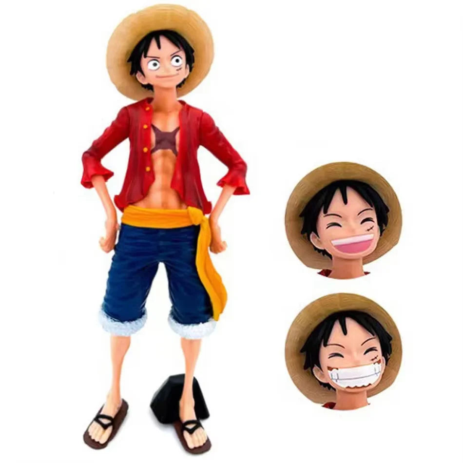 28 см One Piece Monkey D Luffy Аниме Фигурка Играчки Уверен Smiley Luffy Три Форми Лице Сменящо Екшън Фигурка PVC Модел Кукли