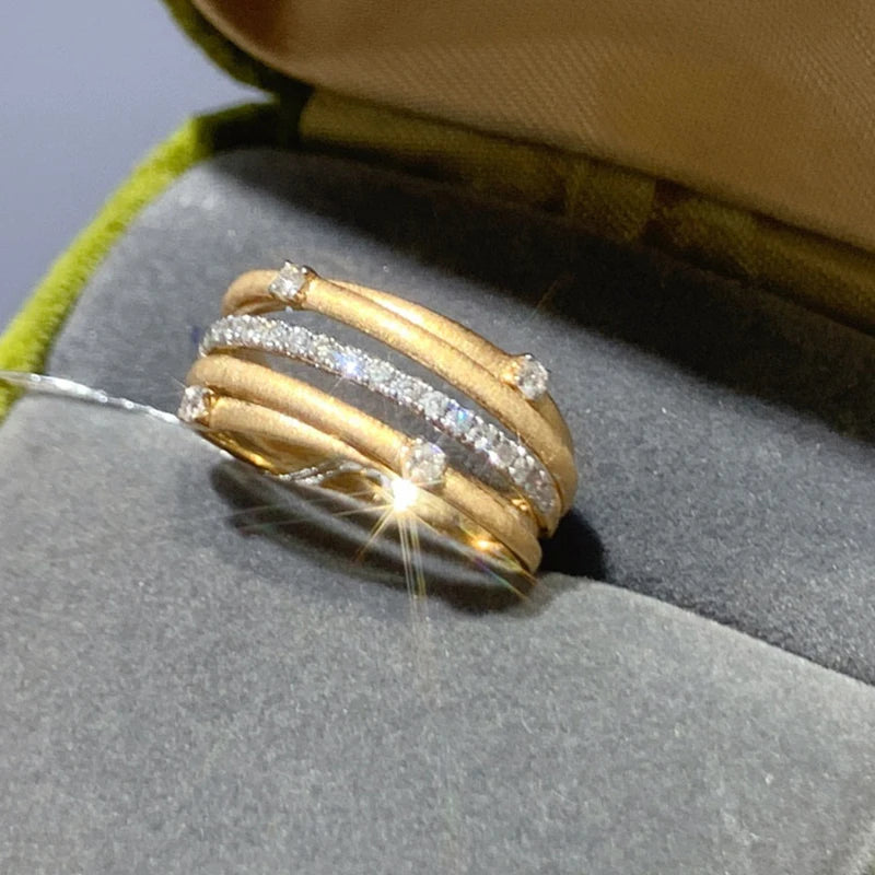 Aazuo Heißer Verkauf Luxus Schmuck 18K Gelb Gold Echt Diamanten 0,25 ct Original Design Ring Geschenk für Frau Engagement Party Au750