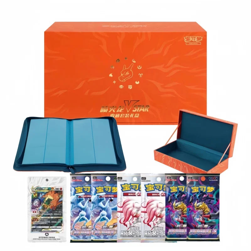 Hot Salegenuine Pkm Trading Ptcg Cards Game Simplified Chinese 8.0 Charizard Vstar Mewtwo Collection Gift Box Friend Gifts