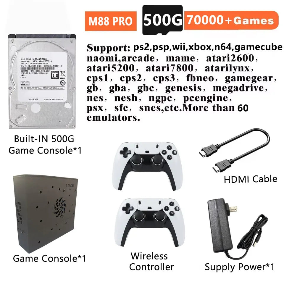 NEW Retro Gaming Box X8 Pro 70000+ Games For Wii PS2 DC PSP GAMECUBE 500G Loaded Console Windows 11 Plug and Play on TV