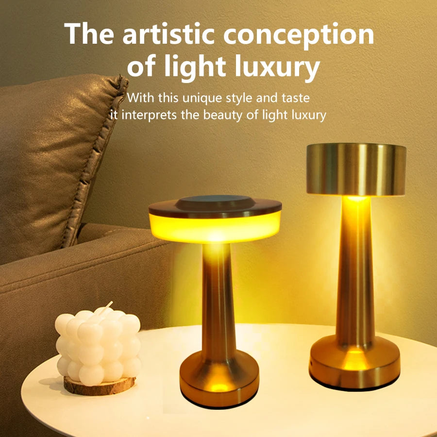 Metal Series Table Lamp Touch LED Lamp Simple Desktop Decorative Lamp Bedside Night Light For Bar, Coffee Table, Restaurant