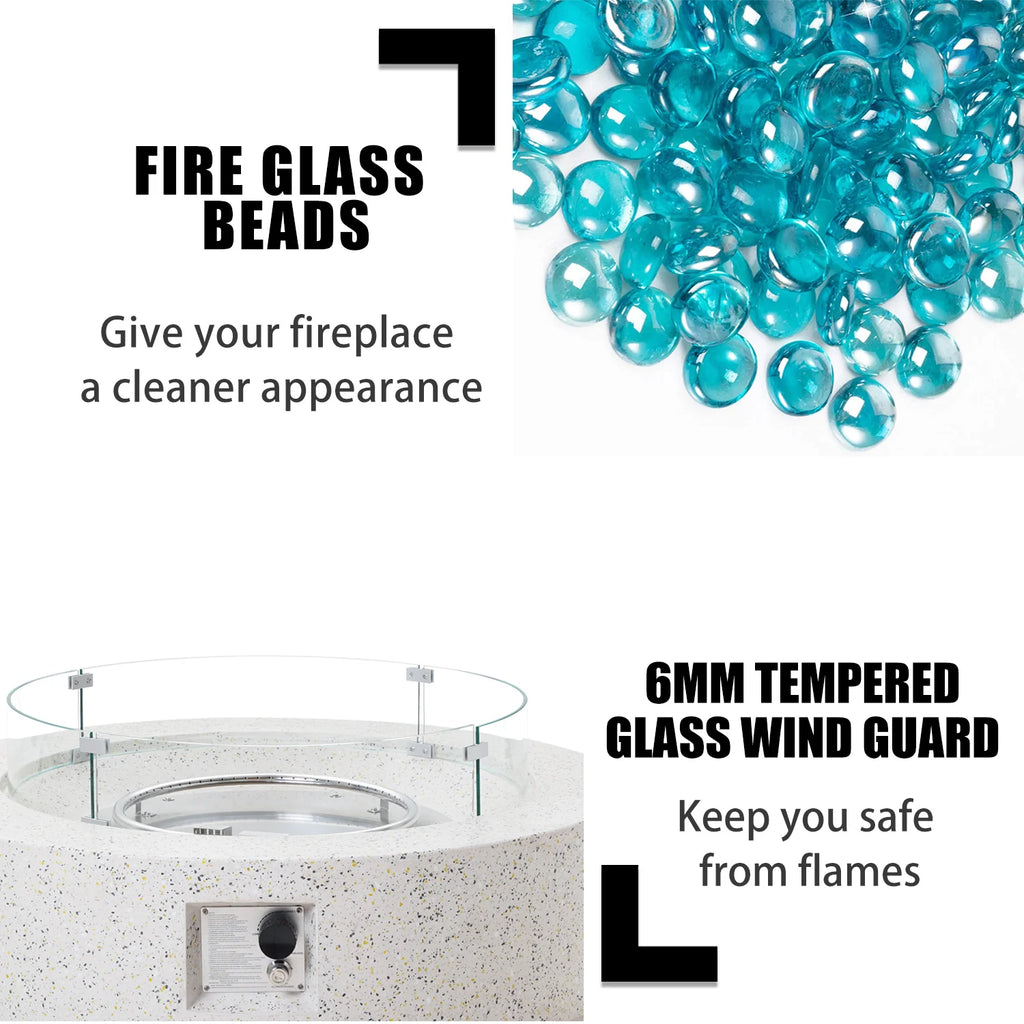 56 x 28 Zoll große graue Feuerstelle, Propan-Feuertisch-Set für den Außenbereich, rechteckiger Beton (50.000 BTU) mit 20 lb Tanktisch, Windschutz