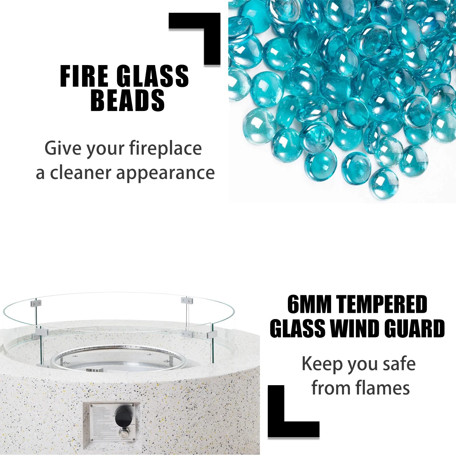 56 x 28 Zoll große graue Feuerstelle, Propan-Feuertisch-Set für den Außenbereich, rechteckiger Beton (50.000 BTU) mit 20 lb Tanktisch, Windschutz