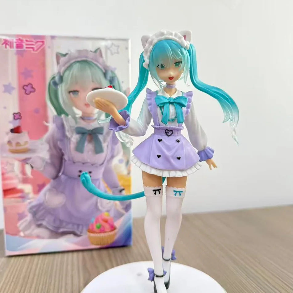 In Stock Kawaii Piapro Hatsune Miku 1/7 Scale Figure F:NEX Cat Ear Maid Anime PVC Collectible Model Ornament