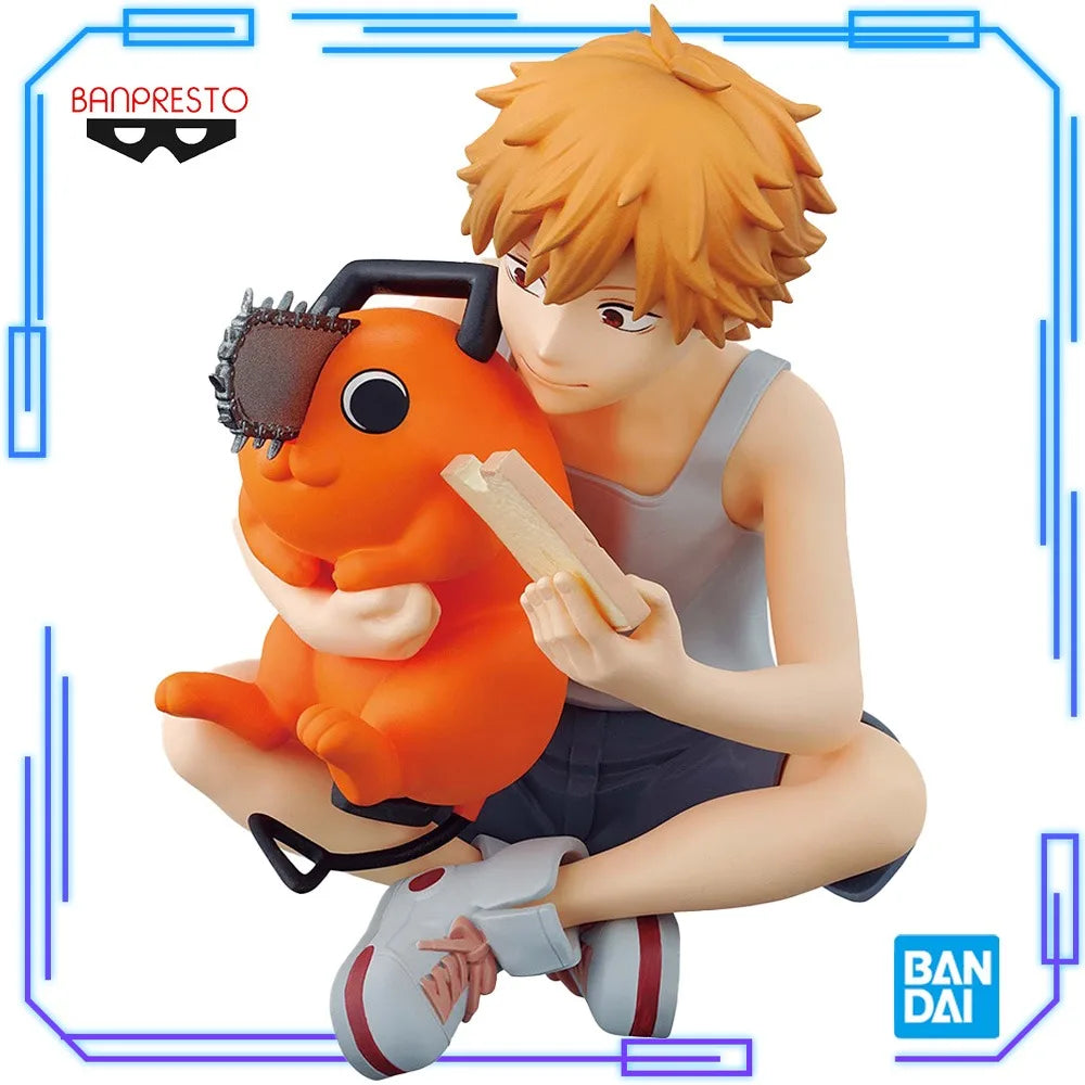 In Stock Bandai Original Genuine Banpresto Anime Chainsaw Man Denji Pochita Break Time Collection Vol.3 Model Toys 7cm Figure