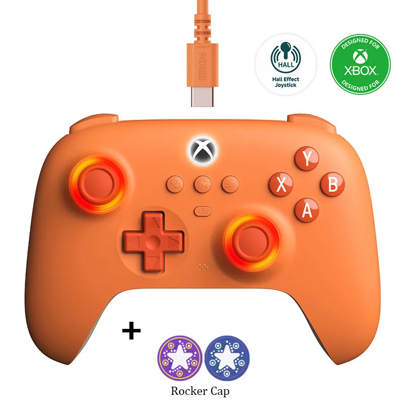 8BitDo Ultimate C Wired Controller For Xbox Series S, X, Xbox One RGB Lighting Fire Ring Hall Effect Joysticks For Windows 10/11