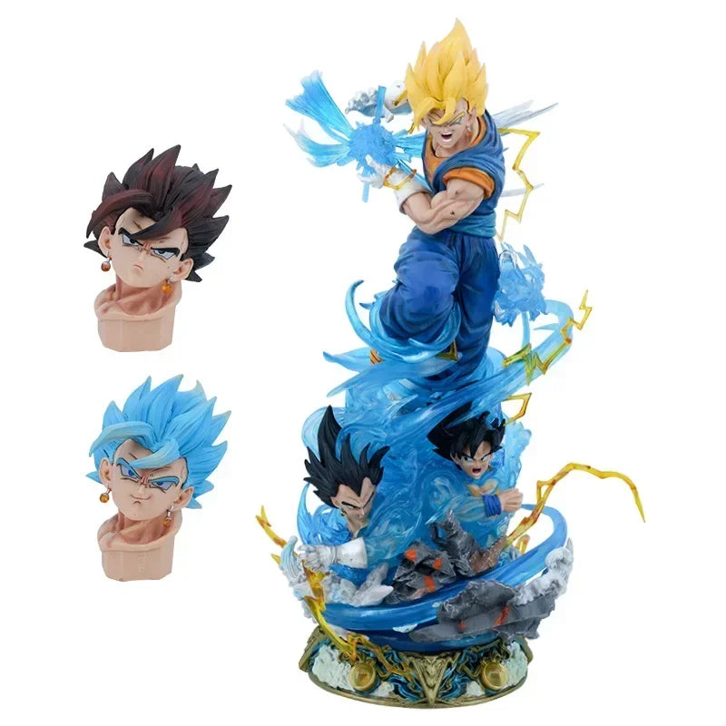 45cm Dragon Ball Super Vegito GK Statue Super Saiyan Figure with 3 Changeable Head Sculpts Anime Desktop Model Collectible Gift