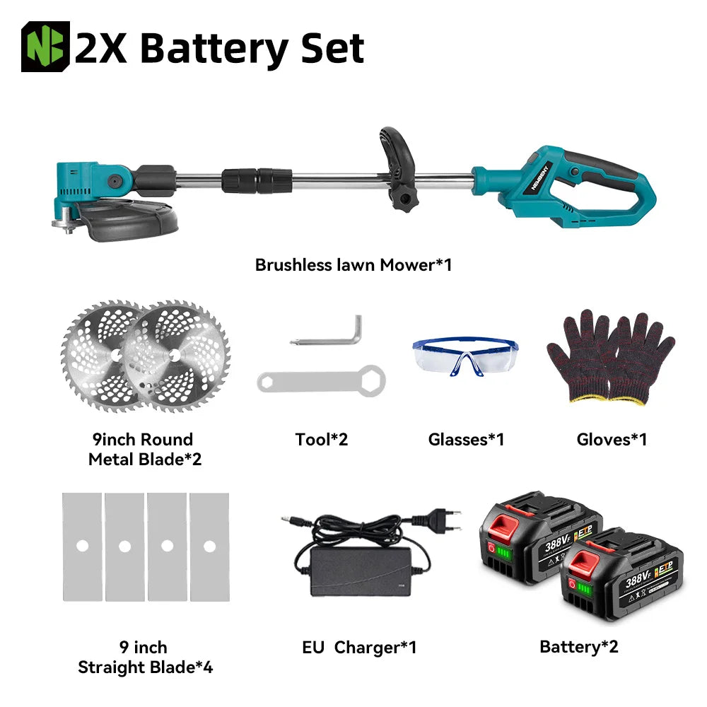 NEWBENY 4000W 9 Zoll Elektrischer Rasenmäher Cordless Garten DIY Reparatur Rasenflächen Hedge Trimmer Power Tools Für Makita Batterie Pin
