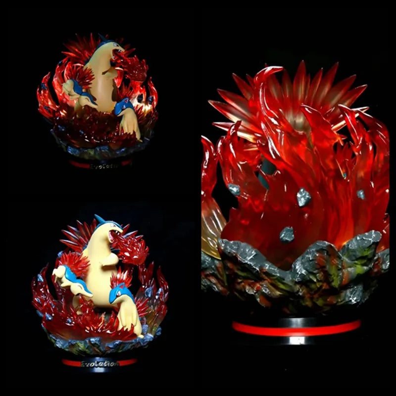 Anime Pokemon Typhlosion Tornupto Quilava Cyndaquil Flame Wheel Ver GK PVC Action Figure Game Statue Collectible Model Toys Doll