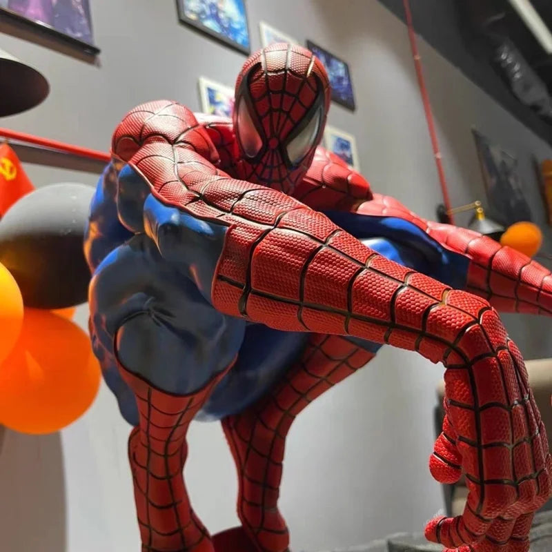 Marvel Spiderman Resin Statue Collectible Action Figure Classic Red Blue Design Home Decor Birthday Gift For Comic Movie Fans