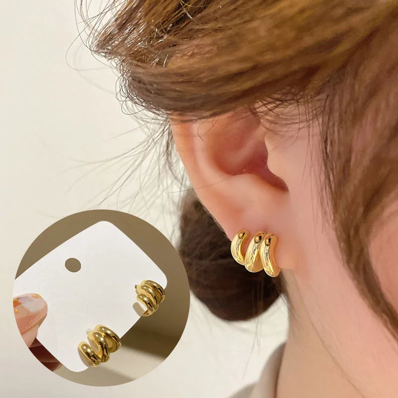VENTFILLE 925 Sterling Silver Chunky Hoop Earrings for Women Geometric Circle Punk Ear Jewelry Party Gifts 2023 New Dropshipping